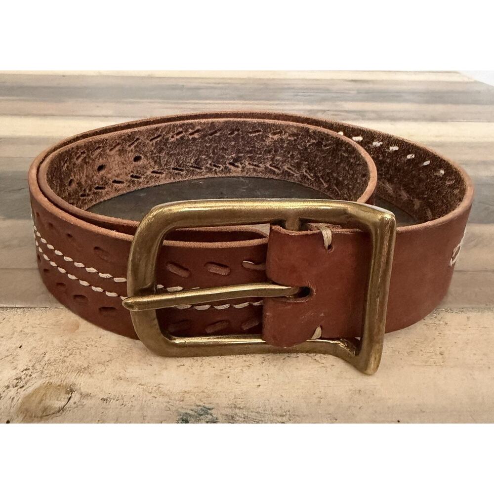 Denim & Supply Ralph Lauren Distressed Leather Whipstitch Belt Size 36 / 90